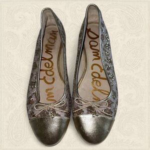 Sam Edelman Leopard Metallic Silver ballet Flats size 9